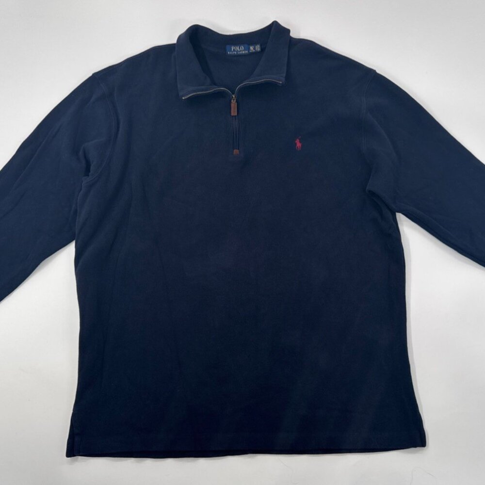 Polo Ralph Lauren 1/4 Zip Pullover Sweater Mens XLT Tall Estate Rib Blue Golf